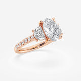 The Three Stone Trilogy ring in 18k rose gold with a oval diamond