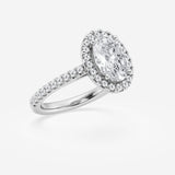 Halo Oval cut engagement ring with diamond shoulders