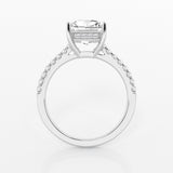 Hidden halo princess cut engagement ring with diamond shoulders