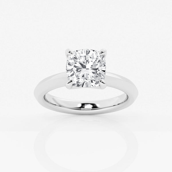 Solitaire cushion cut diamond engagement ring