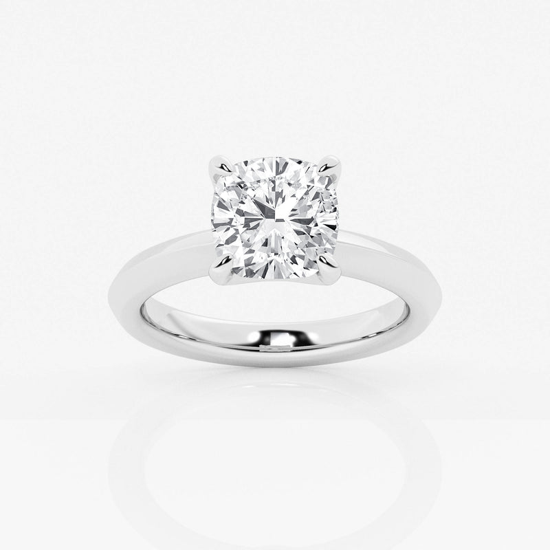 Solitaire cushion cut diamond engagement ring