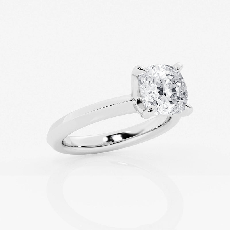 Solitaire cushion cut diamond engagement ring