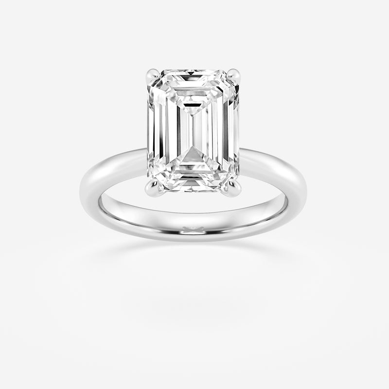 Solitaire Emerald cut diamond engagement ring