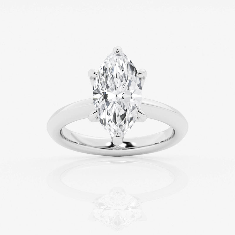 Solitaire marquise cut diamond engagement ring