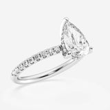 Pear cut engagement ring with diamond shoulders