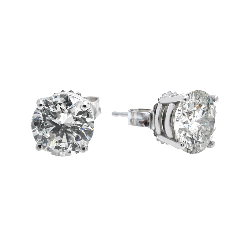 18K White Gold Diamond Stud Earring 2.5 Carats