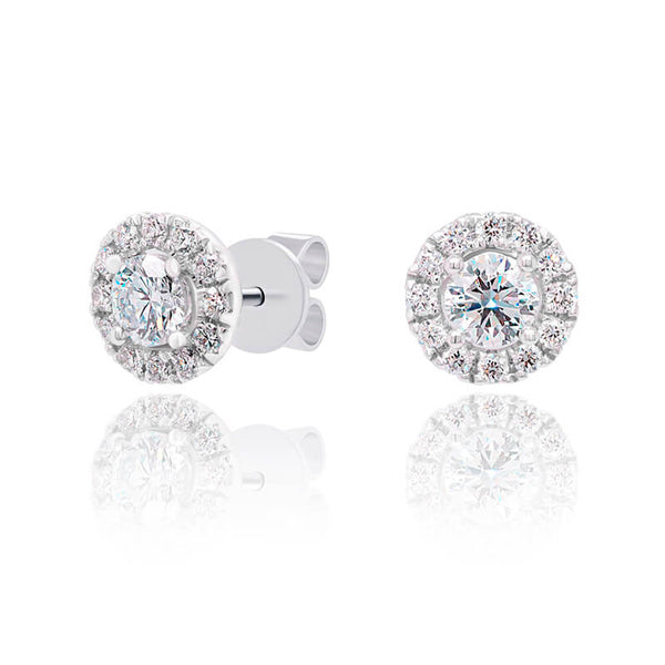 Halo round diamond stud earrings