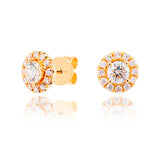 Halo round diamond stud earrings