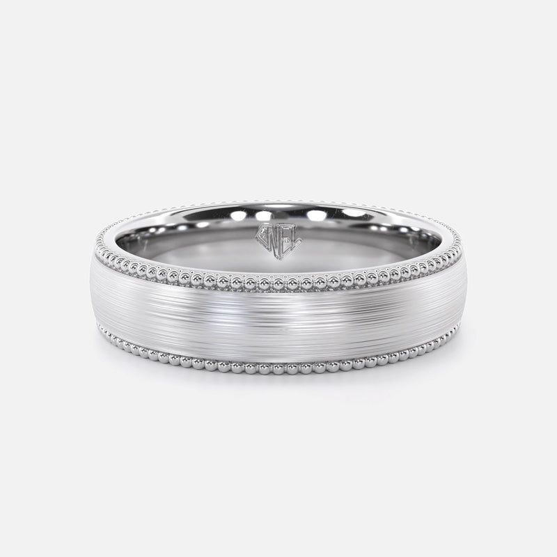 Brushed Milgrain Edge Wedding Band