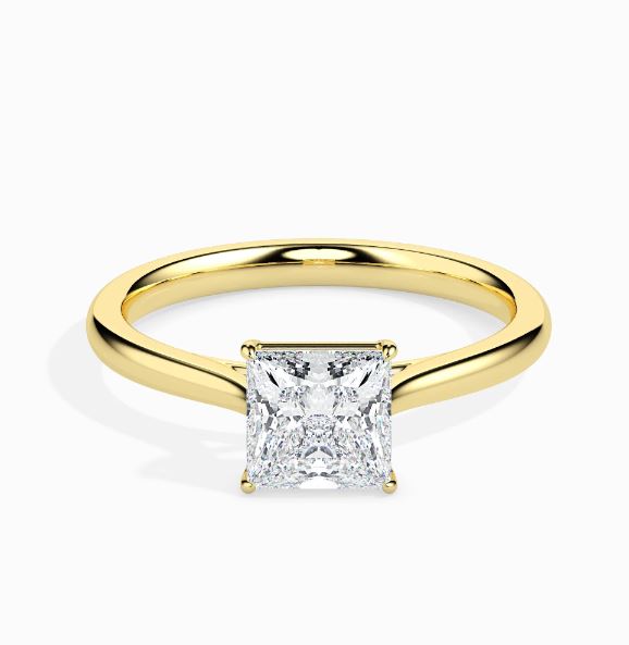 Solitaire princess cut diamond engagement ring