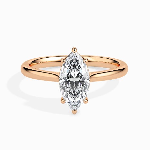 Solitaire marquise cut diamond engagement ring