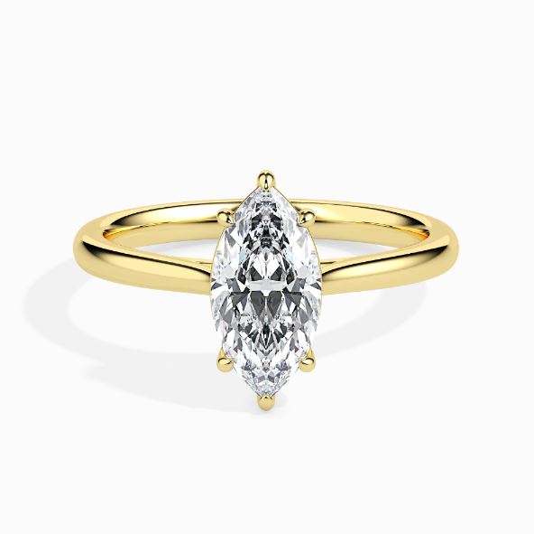 Solitaire marquise cut diamond engagement ring