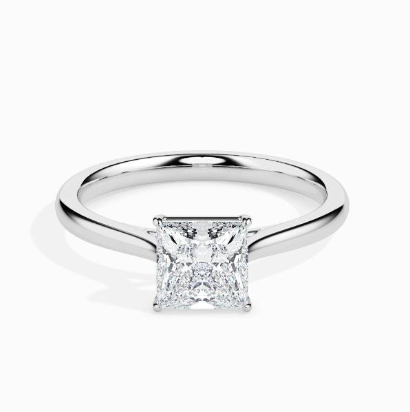 Solitaire princess cut diamond engagement ring