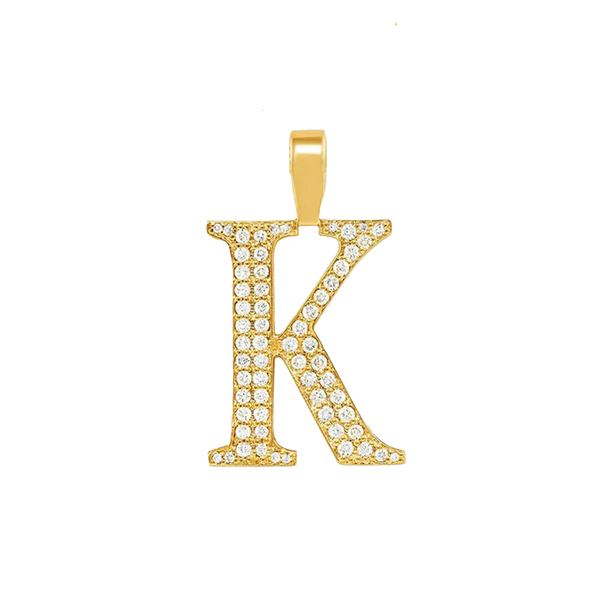 K Pendant Yellow Gold Diamond Letter K Pendant 0.81-ctw