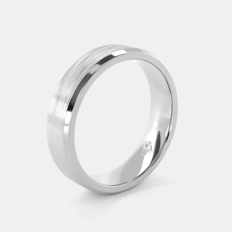 Flat Matte-Finished Wedding Ring with Tapered Edges