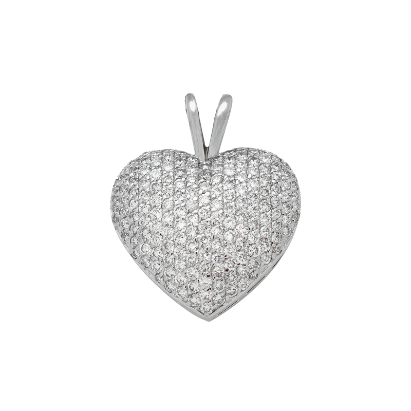 Puff Heart Diamond Pendant 18kt gold and 5.35 carats of white diamonds