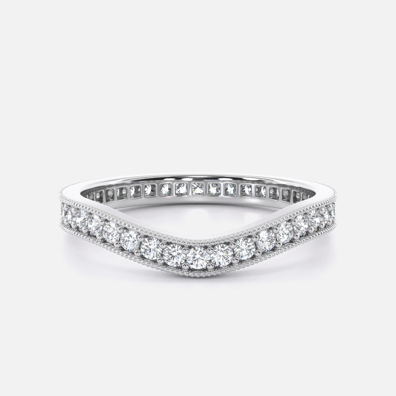 V-Shaped Diamond Matching Wedding Ring