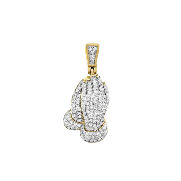 Pendant Diamond Praying Hands Pendant In 9k Yellow