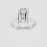 Solitaire Emerald cut diamond engagement ring